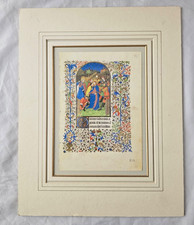 A CHARMING MOUNTED ANTIQUE ILLUMINATED MANUSCRIPT PAGE, EMBOSSED