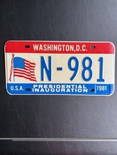 Plaque d'immatriculation Washington DC 1981 type inaugural N-981