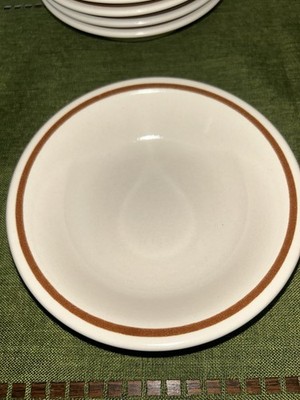 Lot of 8, Ekco Eterna, CAMELOT,  5.5''  Bowls, Stoneware, Brown Rim ~ Japan