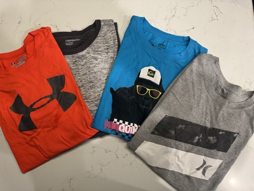 Under Armour Boys T Shirts Size XL Sports Lot of (4) Hurley Quicksilver Skater