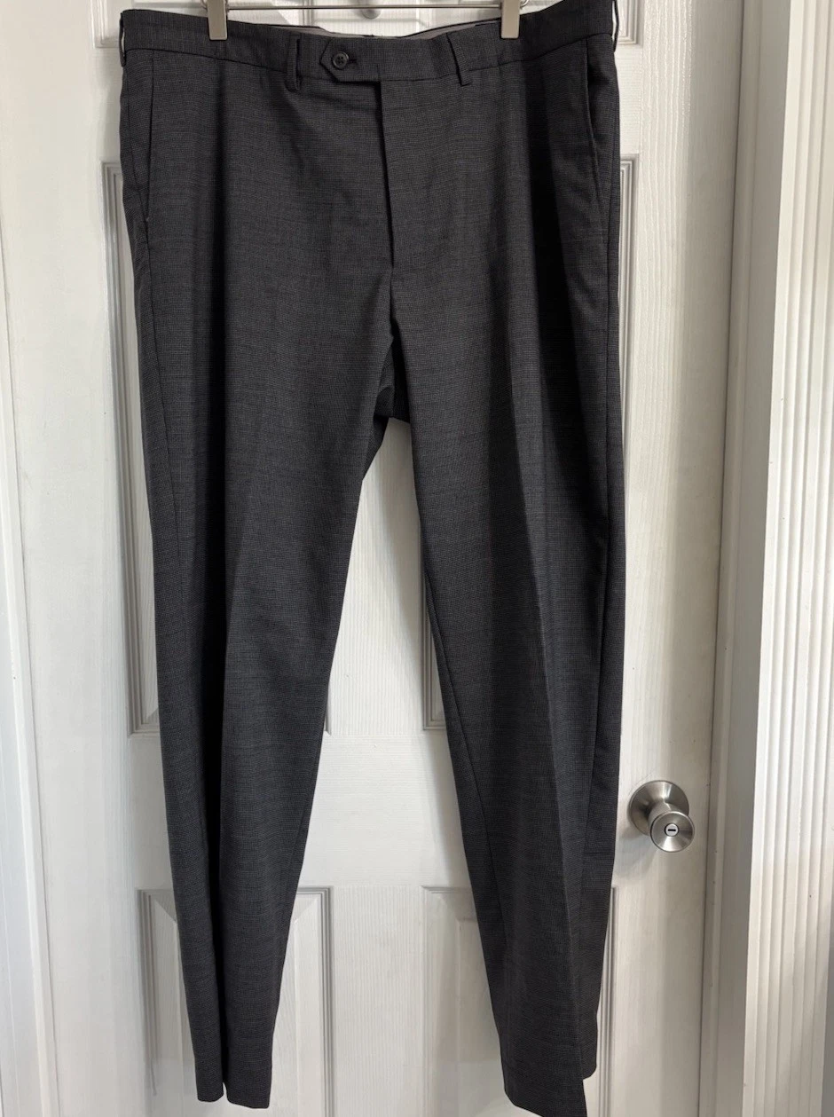 Lands' End Dress Pants Mens 40 Gray Traditional Fit Flat Front 100% Wool Career