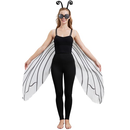 Complex Insect Eye Fly Wings and Bug Eye Glasses Headband Set for Adults Insect Costume ...