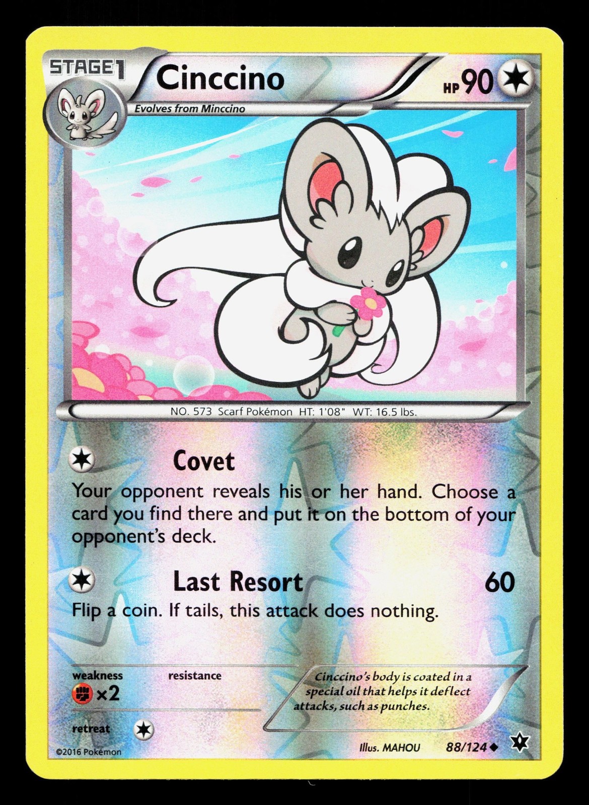 Cinccino 88/124 Fates Collide LP Reverse Holo Pokemon Card TCG