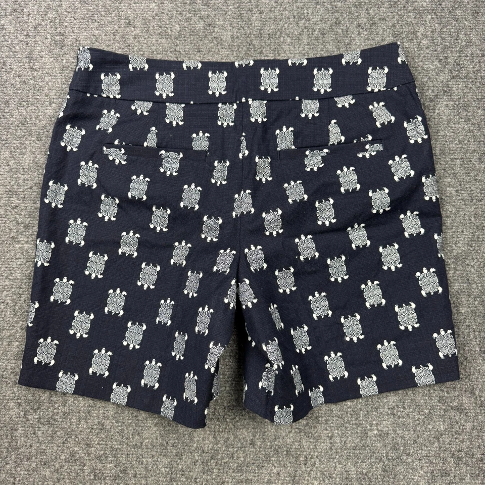 Pantalones Cortos Ann Taylor Loft Para Mujer 2 Azul The Riviera Cortos Estampado Tortuga Marina Flexible Foto 2 de 4