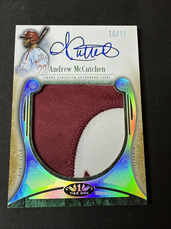 2026 Topps Tier 1 Andrew McCutchen Auto Prodigious Nasty Phillies Patch 10/10