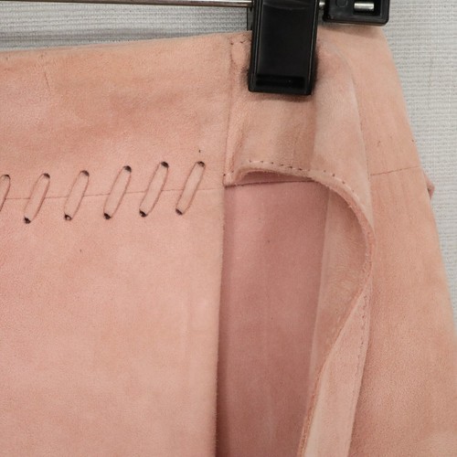 WHBM Skirt Womens 2 Pale Pink Suede Leather Faux Wrap Tie Lined Cowgirl Western - Picture 9 of 12