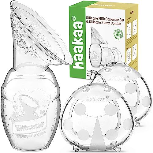 Manual Breast Pump for Breastfeeding 4oz/100ml and Ladybug Milk Collector 2.5...