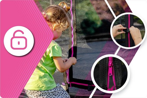Gartentrampolin Outdoor Komplettset mit Sicherheitsnetz THUNDER® ULTRA 8FT Rosa - Bild 7 von 12
