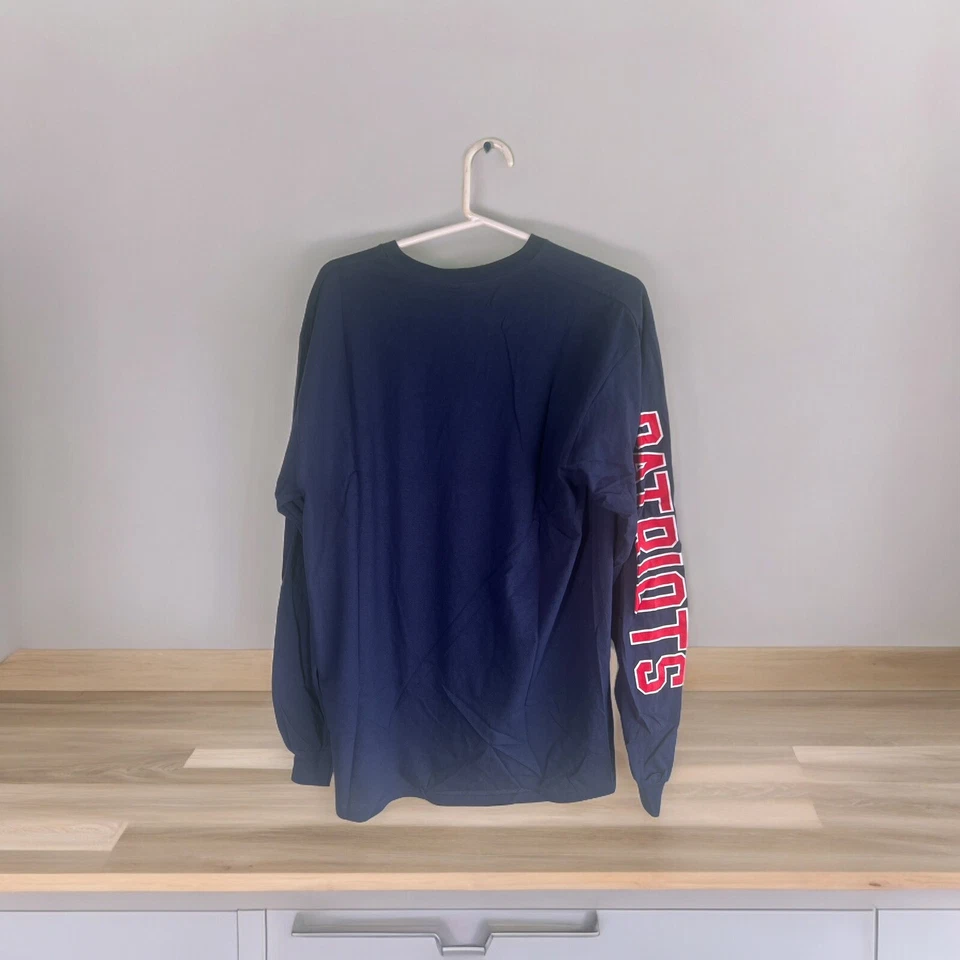 Camisa de manga larga New England Patriots NFL Zone Leer azul marino para hombre grande nueva con etiquetas Foto 2 de 4