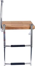 Amarine Made 2 Steps Stainless Ladder Boat Out-Board Swim Teak Platform Ladder