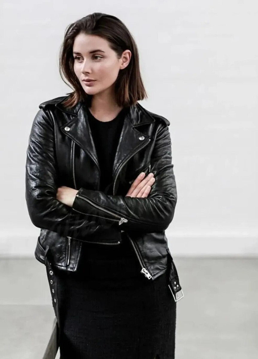 Stylish Woman's Genuine Lambskin Leather Jacket Black Handmade Stylish Woman's Genuine Lambskin Leather Jacket Black Handmade