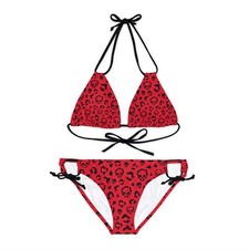 Skull Leopard Print Strappy Bikini Set AOP 