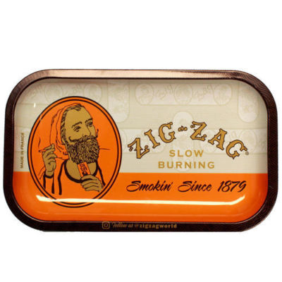 Zig-Zag Metal Rolling Tray - 11 x 7 Medium - Classic Orange Zig Zag Roll