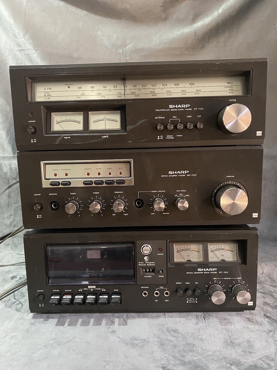 Vintage Sharp SM-1122 Amplifier+ RT-1122 Cassette deck+ ST-1122