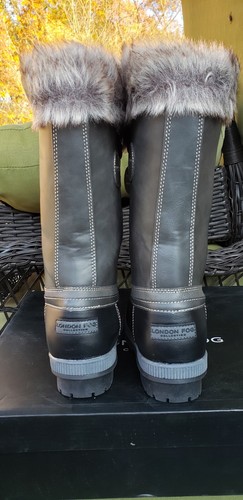 London Fog Womens MELTON 2 Snow Boots Black/Gray Combo Lace Up Size 9 - Picture 3 of 9