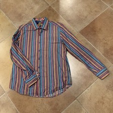Robert Graham Classic Fit Button-Up Shirt Men's Large Cotton Flip Cuff Collar
