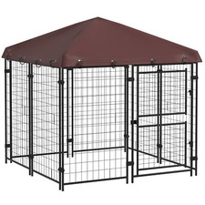 PawHut 4.6' x 5' Dog Kennel Outdoor with Waterproof Cover,Dog Playpen Small