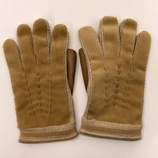 Brown Beige and knit retro winter gloves mens size 8-9