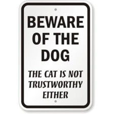 Beware Of Dog Aluminum Weatherproof 8" x 12" Sign