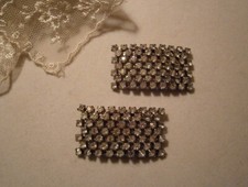 Vintage Signed MUSI Silver Tone 7 Row Prong Set Clear Rhinestone Shoe Clips