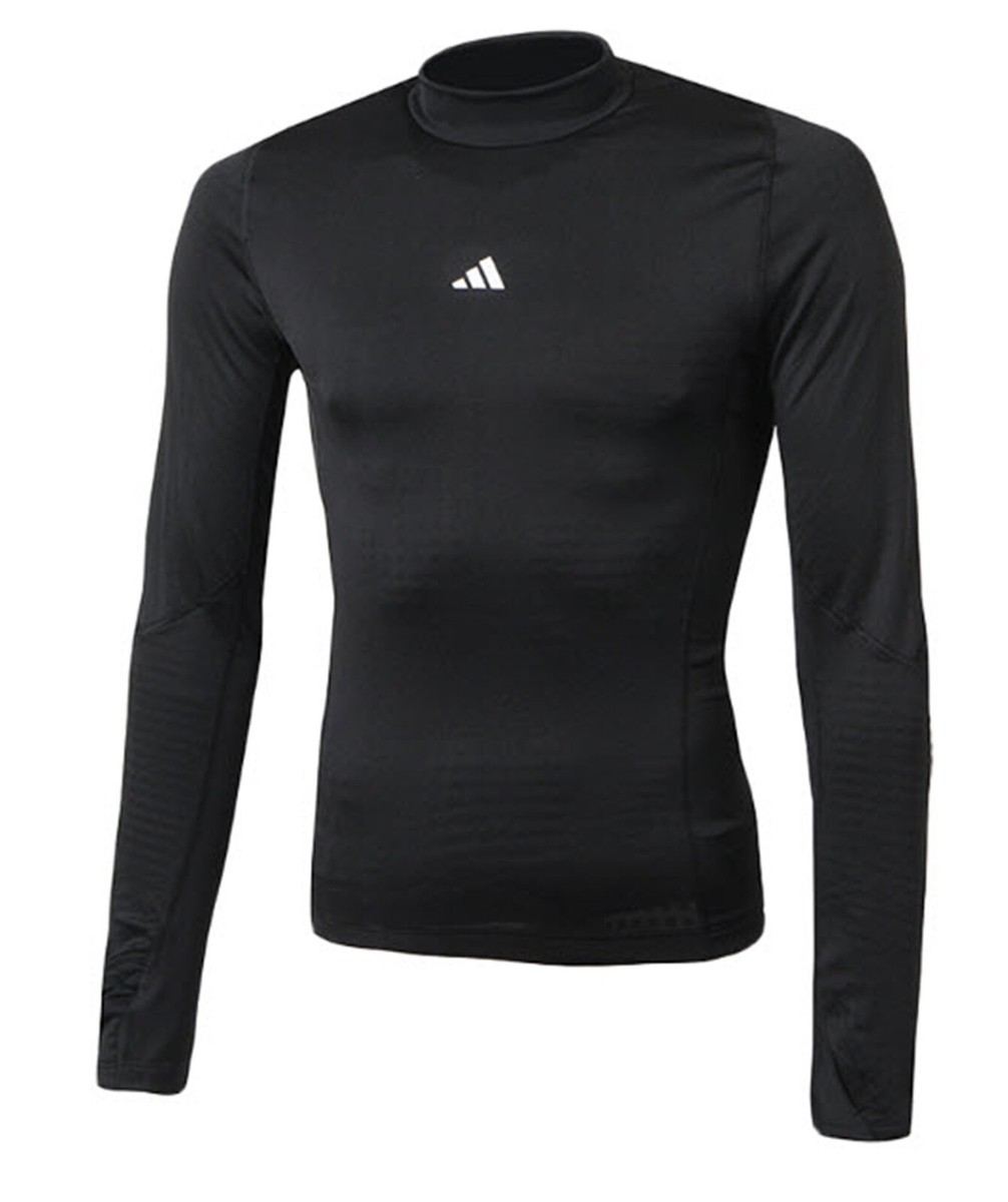 Adidas Men Tech-Fit Cold-ready Shirts Black Jersey Casual Top Tee