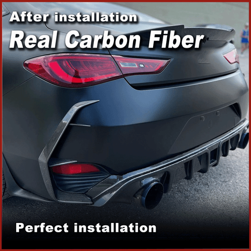 For Infiniti Q60 2016-22 Real Carbon Rear Bumper Side Vent C Blade Trim Canards - Picture 4 of 11