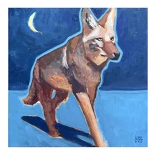 Original Painting Coyote Western Art Signed 20x20 Landscape