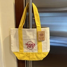 Trader Joes Mini Canvas Tote Bag Limited Edition New with Tag Yellow