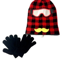 Spotted Zebra Boy's Blue Ski Mustache Monster Teeth Hat Cap 4-7 Years 