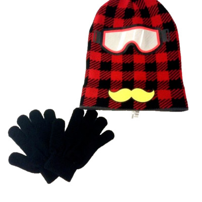 Spotted Zebra Boy's Blue Ski Mustache Monster Teeth Hat Cap (4-7 Years)