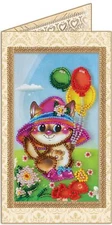 DIY greeting card bead embroidery kit "Happy Birthday" stitch craft