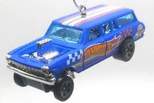 Christmas Ornament for 1964 Chevy Nova Wagon Gasser Blue White Orange