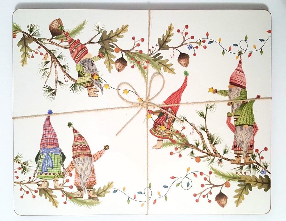 NEW RARE Pottery Barn Set of 4 Forest Gnome Christmas Spirit Cork