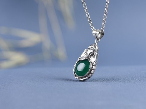 I05 Pendant Elephant With Green Agate Sterling Silver 925 - Bild 8 von 11