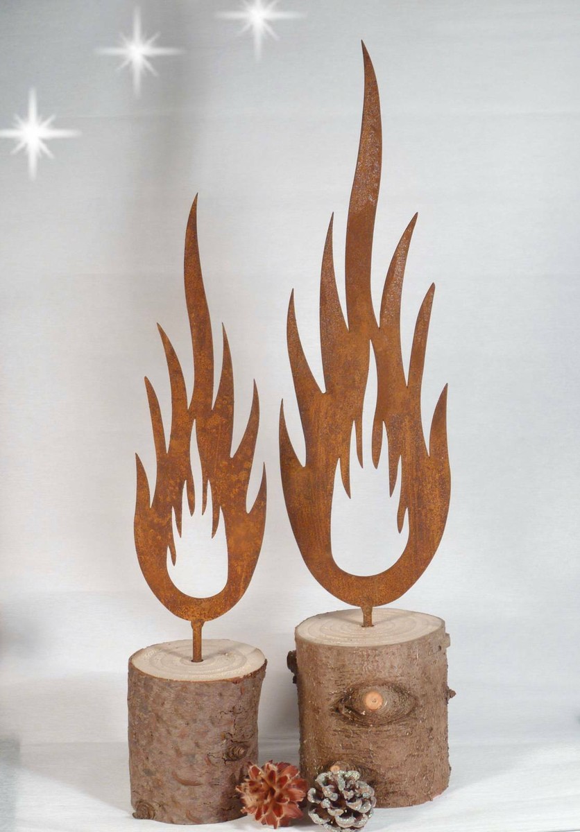 Kerzenflamme Mit Spieß Aus Metall – Rost Deko, Ca. 15 Cm Hoch | Für Brennholz, Advent, Rustikale Deko