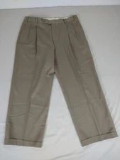 Brooks Brothers Pants Mens W38 I27 Tan Pleated Cuffed Pockets Business Work