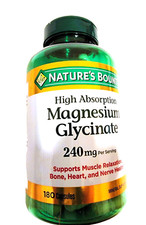 Nature's Bounty Magnesium Glycinate 240 mg, 180 Capsules Free Shipping