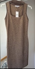 Next Size XS Copper Metallic Knit Stretch Sleeveless Dress