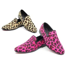 Men's Smoking Leopard Print Dress Tuxedo Loafers Slip On Homecoming Prom Shoes