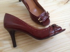 NWT 7.5M red Etienne Aigner compare at 69 high heel open toe Xanto w/ buckle IZ