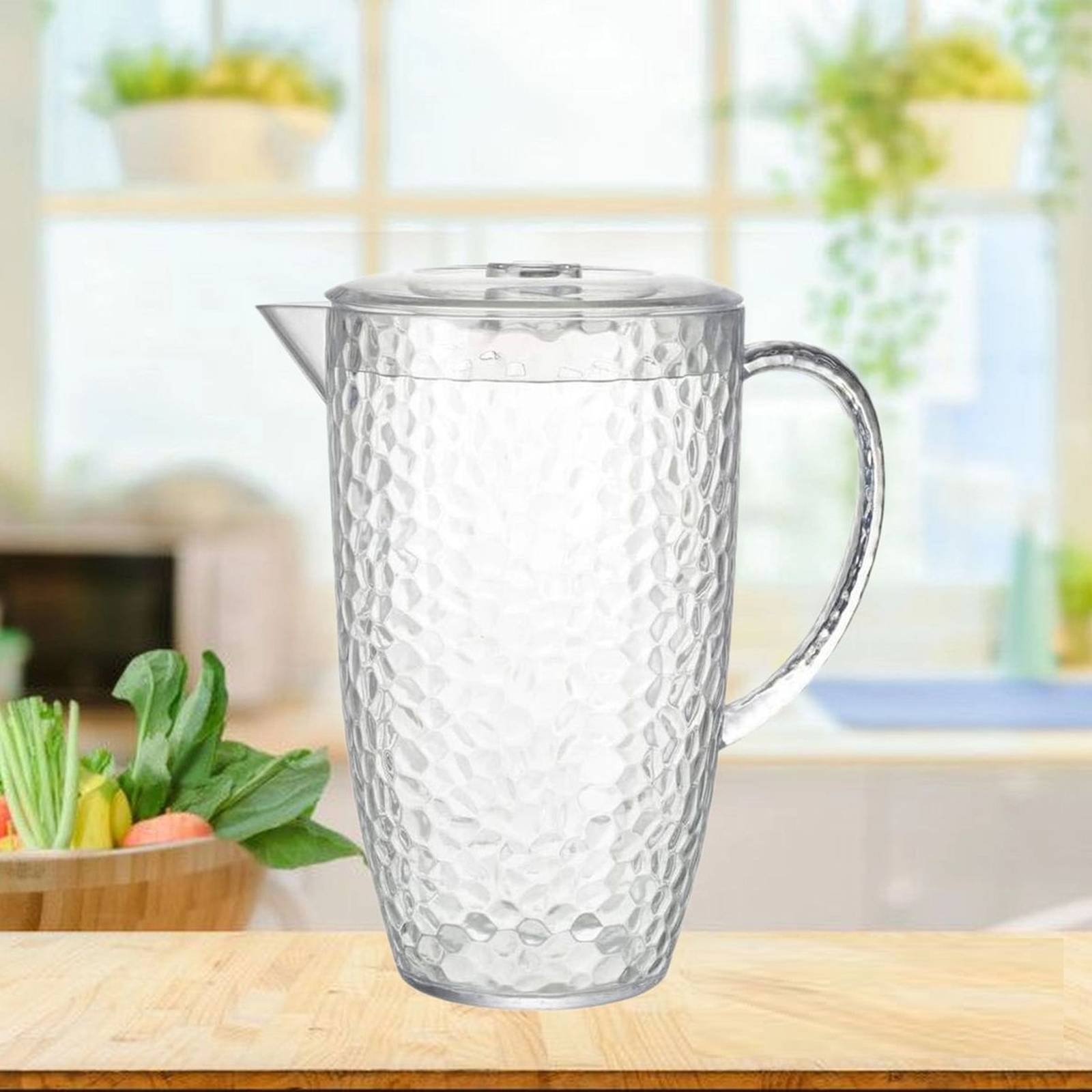 2L Plastic Water Pitcher Jug With Lid Dimple Effect Jug Outdoor Dining Cocktails