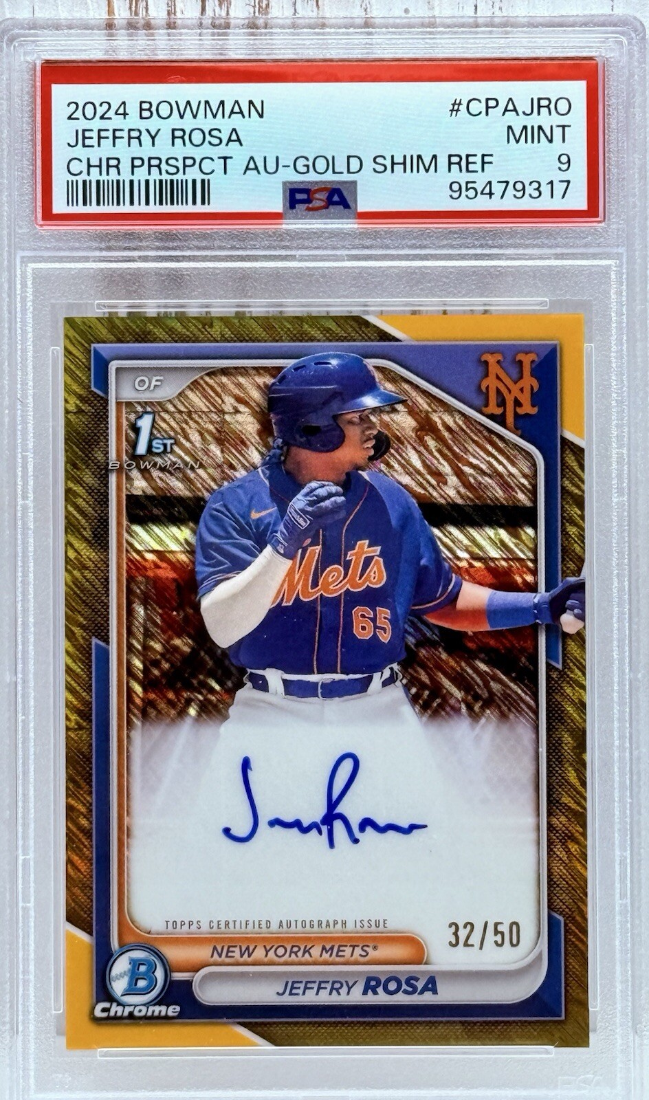Jeffry Rosa 1st Gold Shimmer Auto /50 - 2024 Bowman Chrome #CPA-JRO PSA 9
