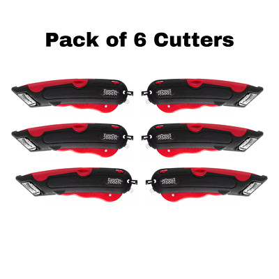 Easy Cut 2000N RED Safety Box Cutter Knife with Holster (Pack of 6 Cutters)