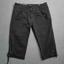 Sanctuary Clothing Women 6 Black Mid Rise Capri Made In USA Tie Ankle