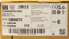 SEALED WEG CFW300A06P0S1NB20 CFW300 Vector Drive Inventer VFD 1.5 HP 3 Phase