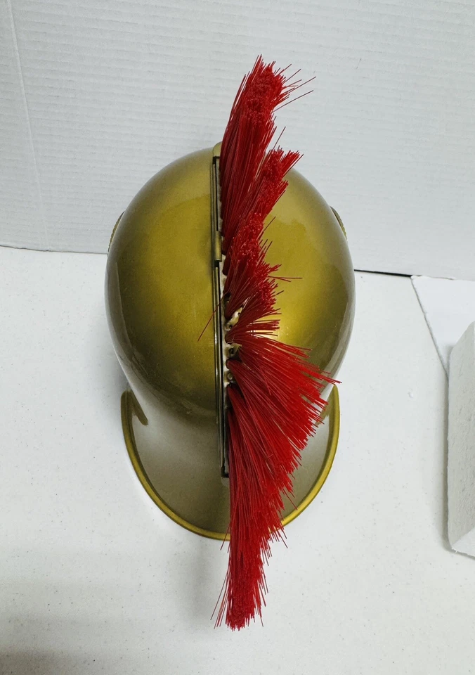 Casco Romano Dorado Con Cepillo Rojo Halloween Adulto Plástico Grueso Foto 2 de 4