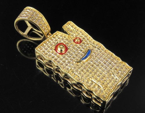 1 CT Round Moissanite Ed Edd n Eddy Plank Charm Pendant 14K Yellow Gold Plated - Picture 5 of 8