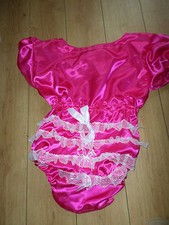 ADULT BABY SISSY DEEP PINK  SATIN romper suit 40"