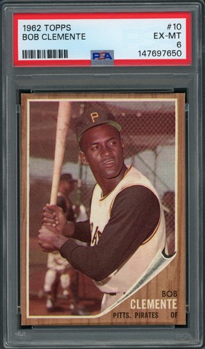 1962 Topps Bob (Roberto) Clemente #10 PSA 6 EX-MT! Nicely CENTERED FRONT & BACK!