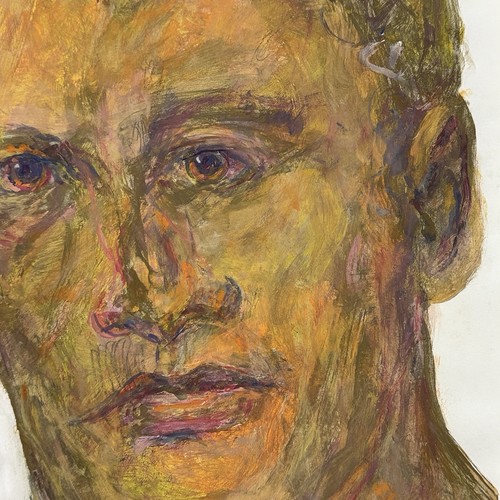 Vintage Expressionist Portrait von E.J. Hartmann, signiert (Mischtechnik auf Papier) - Bild 2 von 5